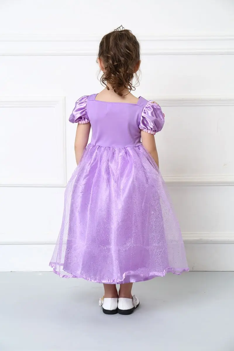 Halloween Beauty Long Hair Princess Purple Bow Dress Girl Costume Small Dress Mermaid Color For Stage Performance Birthday Party image 3