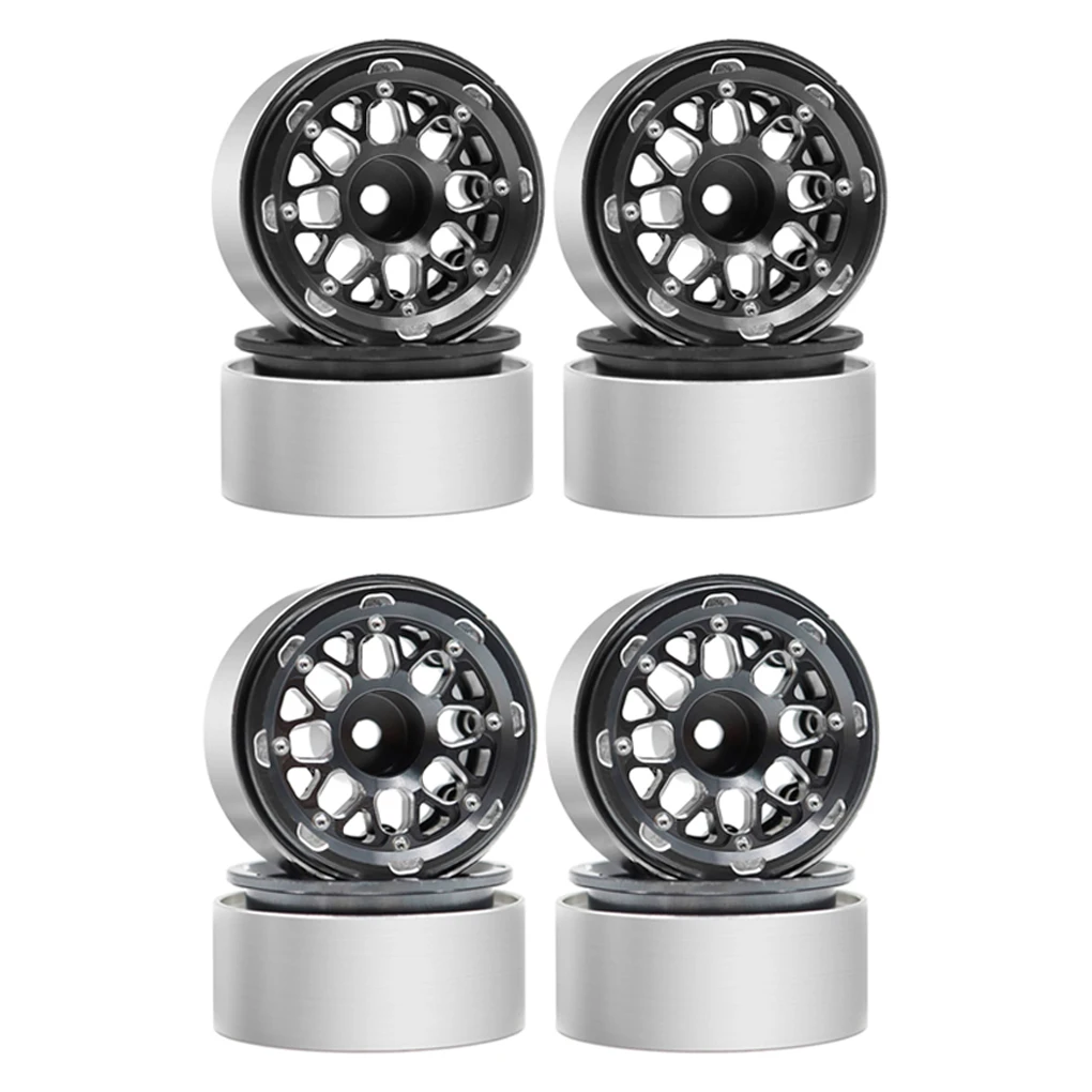 

RCGOFOLLOW 4Pcs 1.0" Metal Beadlock Wheel Hub Rim for 1/10 RC Crawler Axial SCX10 II III Traxxas TRX4 RC4WD D90 Upgrade Parts