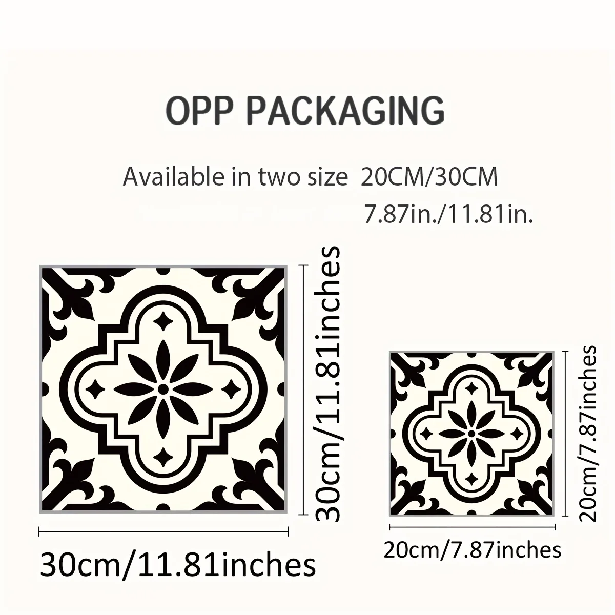12PCS Moroccan style black and white pattern floor sticker waterproof non-slip home decoration self-adhesive tile sticker