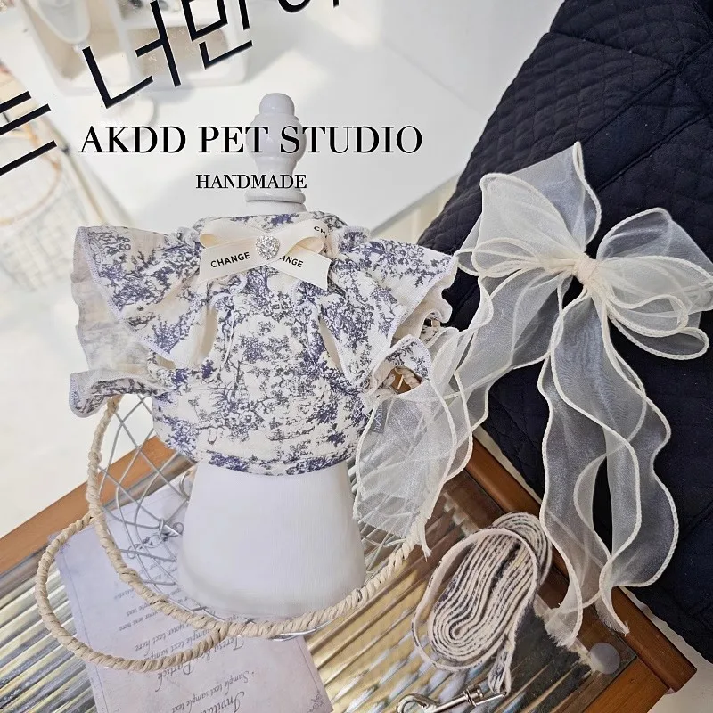 

Classic Design Cute Lace Bow Pet Harness Leash Suit For Dog And Cat