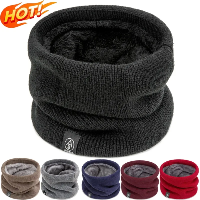 7colors Winter Plush Muffler Woolen Knitting Warm Neck Cover Neckerchief Fashion Solid Color Men Women Cold-proof Scarf Outdoors