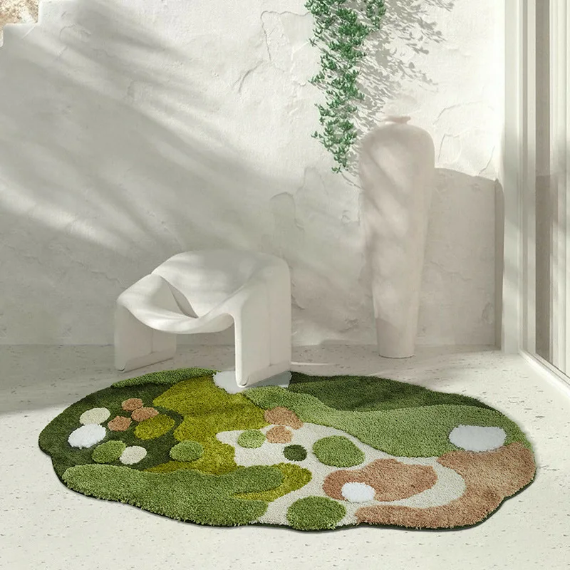 Household Moss Imitation Cashmere Coffee Table Rug Shaped Thicken Bedroom Bedside Mat Non-slip Absorbent Living Room Carpet