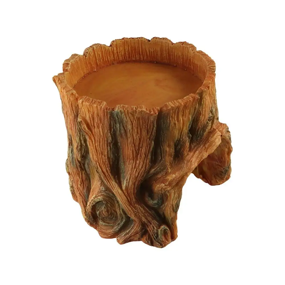 Simulation Stump Reptiles Feeder Resin Reptile Feeding Bowl Reptiles Stump Decoration Decorative Tree Stump Landscape