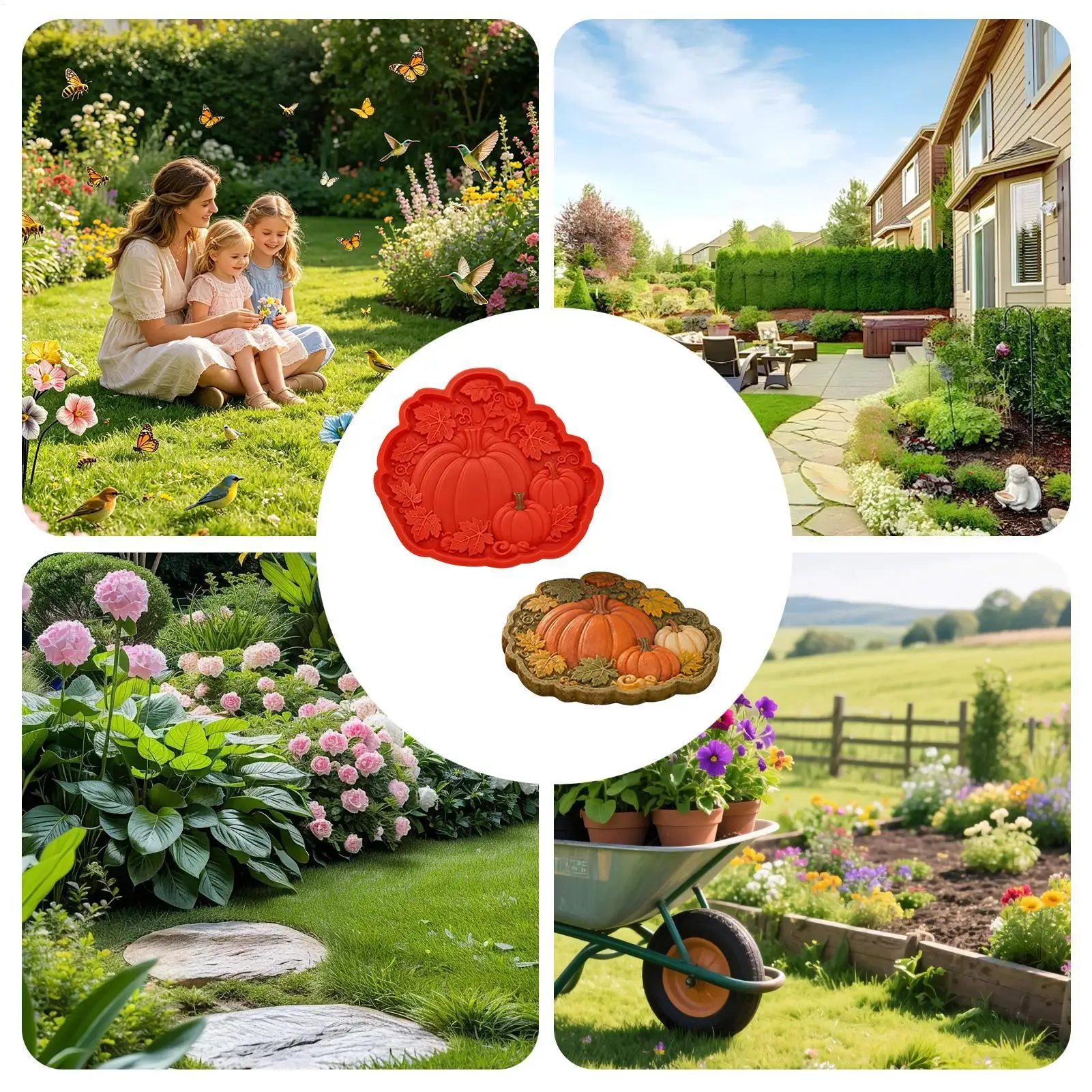 2026 Wiederverwendbare Sonnenblumen-Trittsteinform, 15,7 Zoll Zementform, Garten-Trittsteinform, Gartenweg-Dekoration, Gipsform – Detail 11