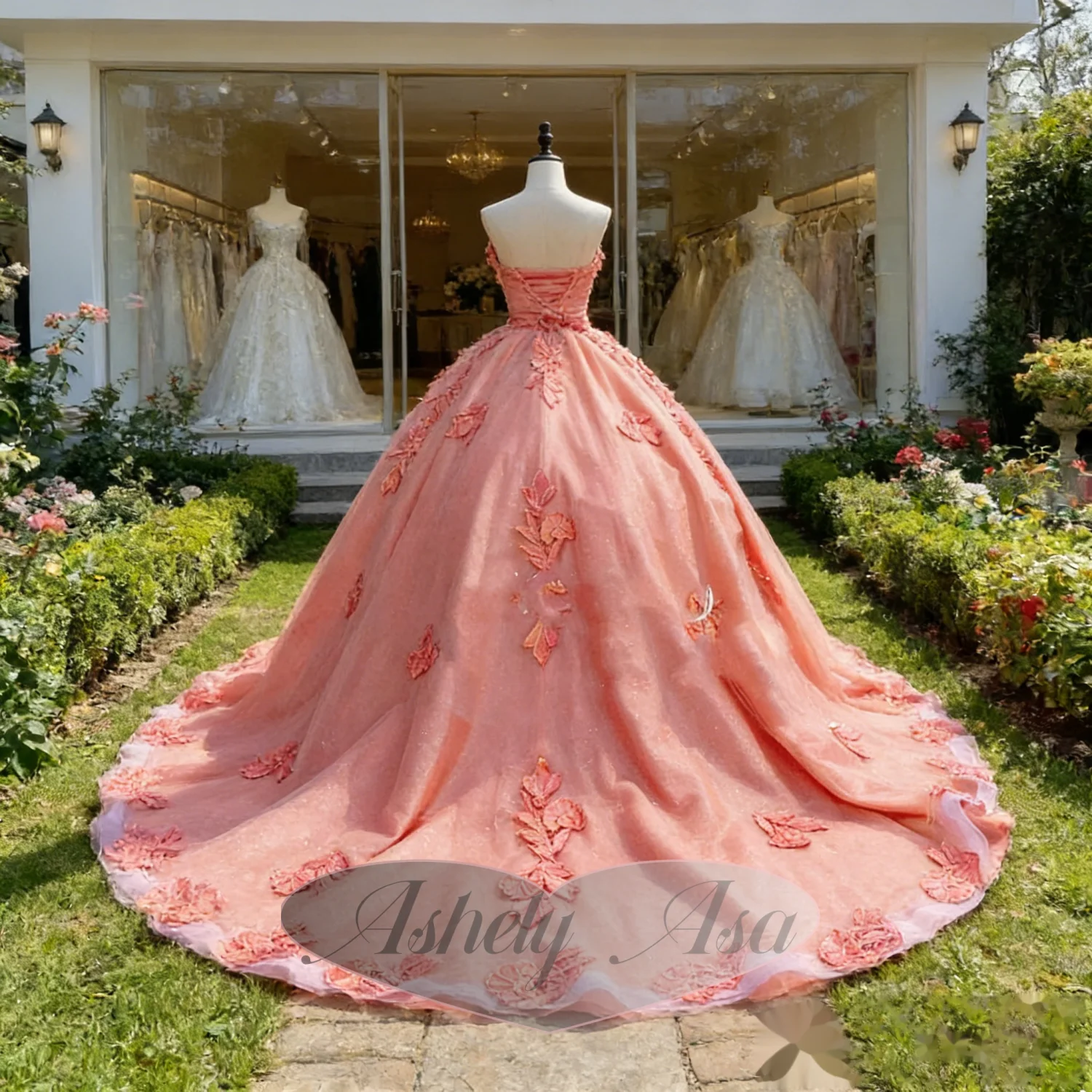 NAQ57 Customized Orange Women Prom Birthday Party Dress Occasion Wear Lace Applique Ball Gown Vestido XV Quinceanera 15 16 Girl