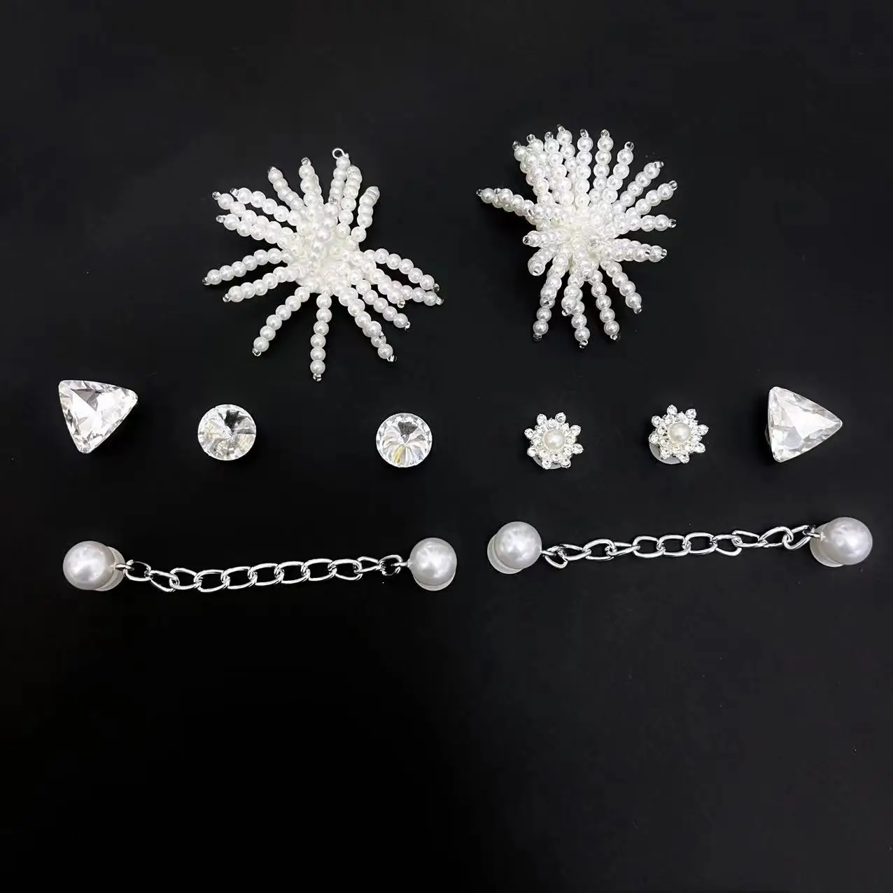 Sweet series rhinestone chain Pearl tassel Design Shoe decoration DIY shoe Buckle for clog Charms Hole Shoe Accessorie