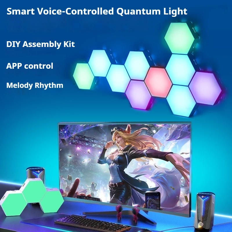 10 piece music synchronization game room decoration RGB hexagonal module intelligent application control hexagonal LED light