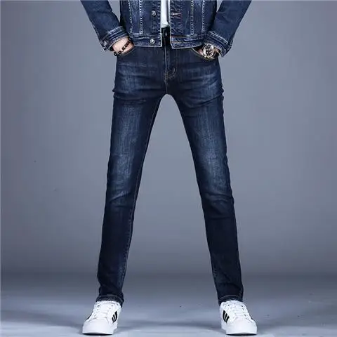 2023 Paired with denim jacket set, men\'s luxury fashion casual top and pants two-piece set, slim fit and elastic