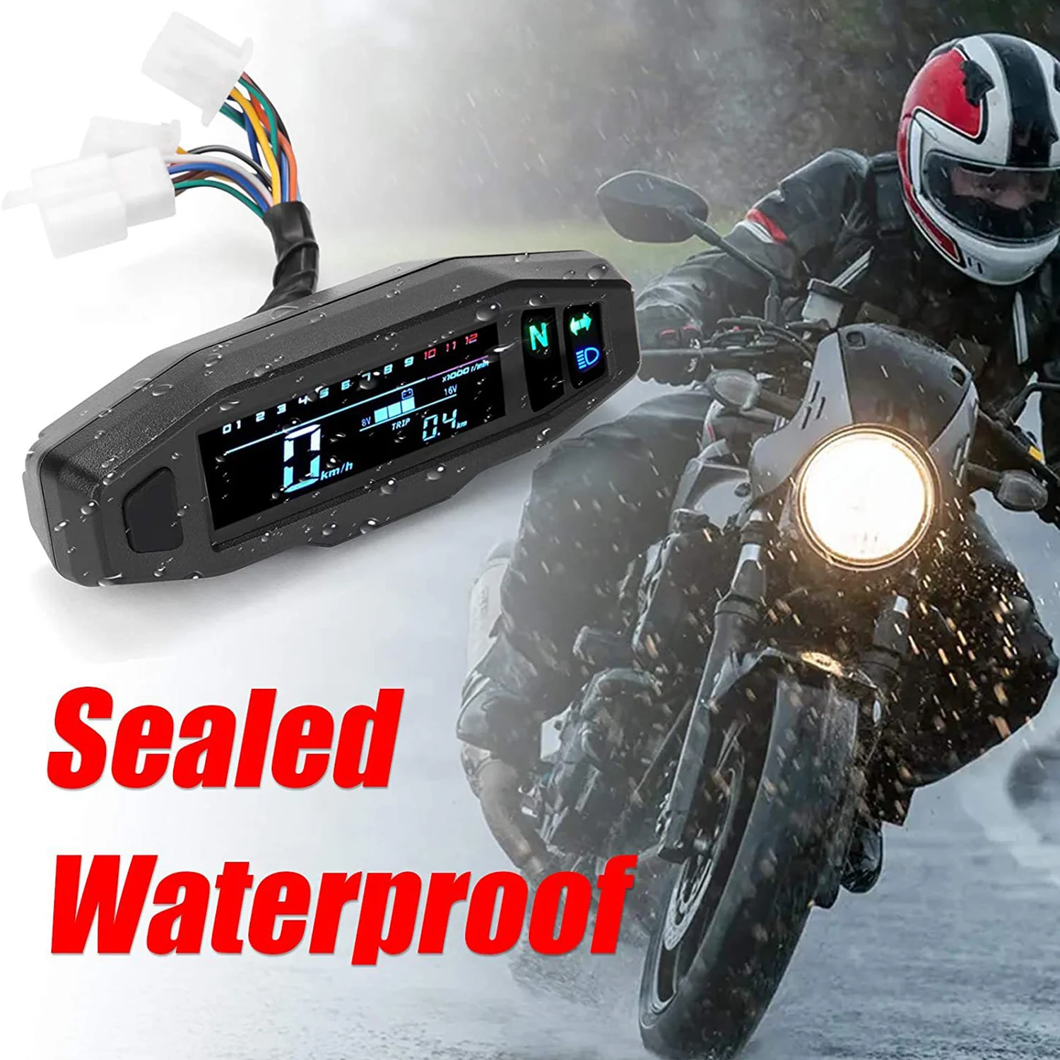 Universal Motorcycle Digital Tachometer Odometer RPM Fuel Injection Carburetor Meter LCD Digital Dash Meters Instrument Cluster