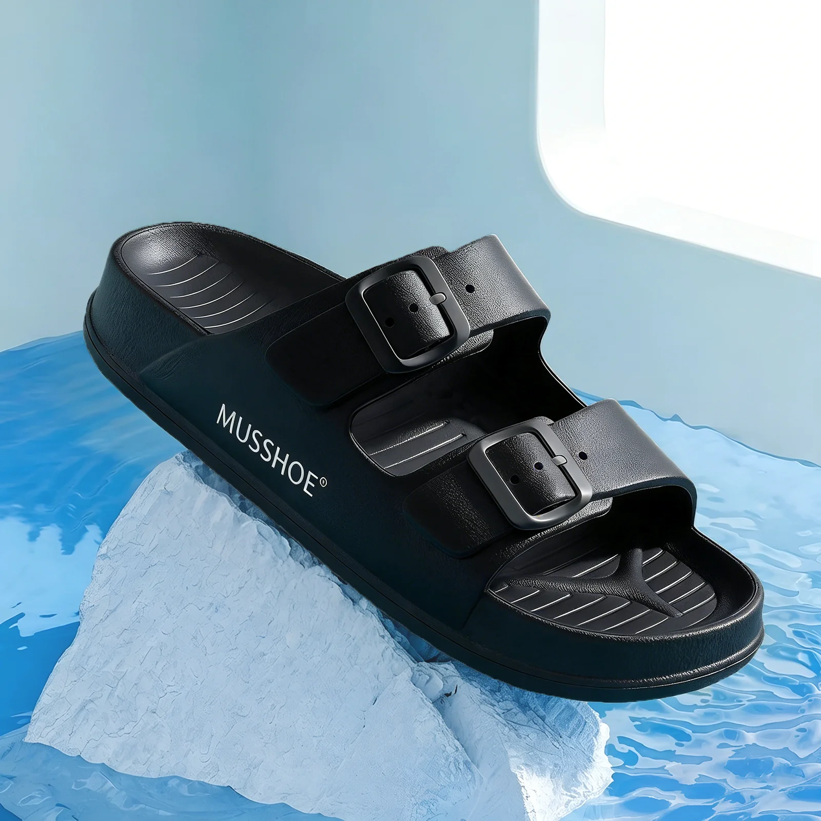 

Buckle-Decorated Sandals Women's One-Piece Thick-Sole Slippers Comfortable for Bathroom, Indoor & Outdoor Use