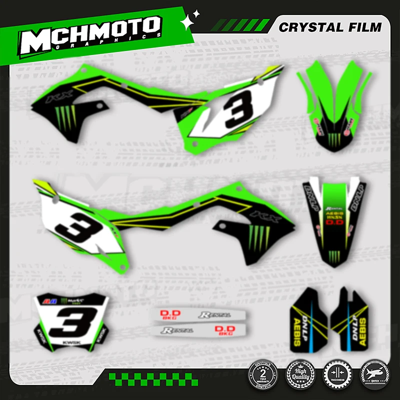 

MCHMFG Motorcycle Graphics Decals Sticker Kit For KAWASAKI KXF450 KX450 2019-2023 KXF250 KX250 2021 2022 2023 2024 002