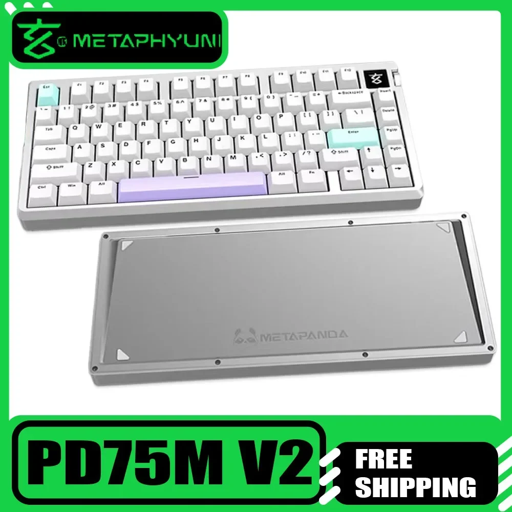 Metapanda PD75M V2 لوحة المفاتيح الميكانيكية سبائك الألومنيوم شاشة ذكية ثلاثي الوضع RGB تأخير منخفض لوحة المفاتيح اللاسلكية طوقا هدايا الكمبيوتر