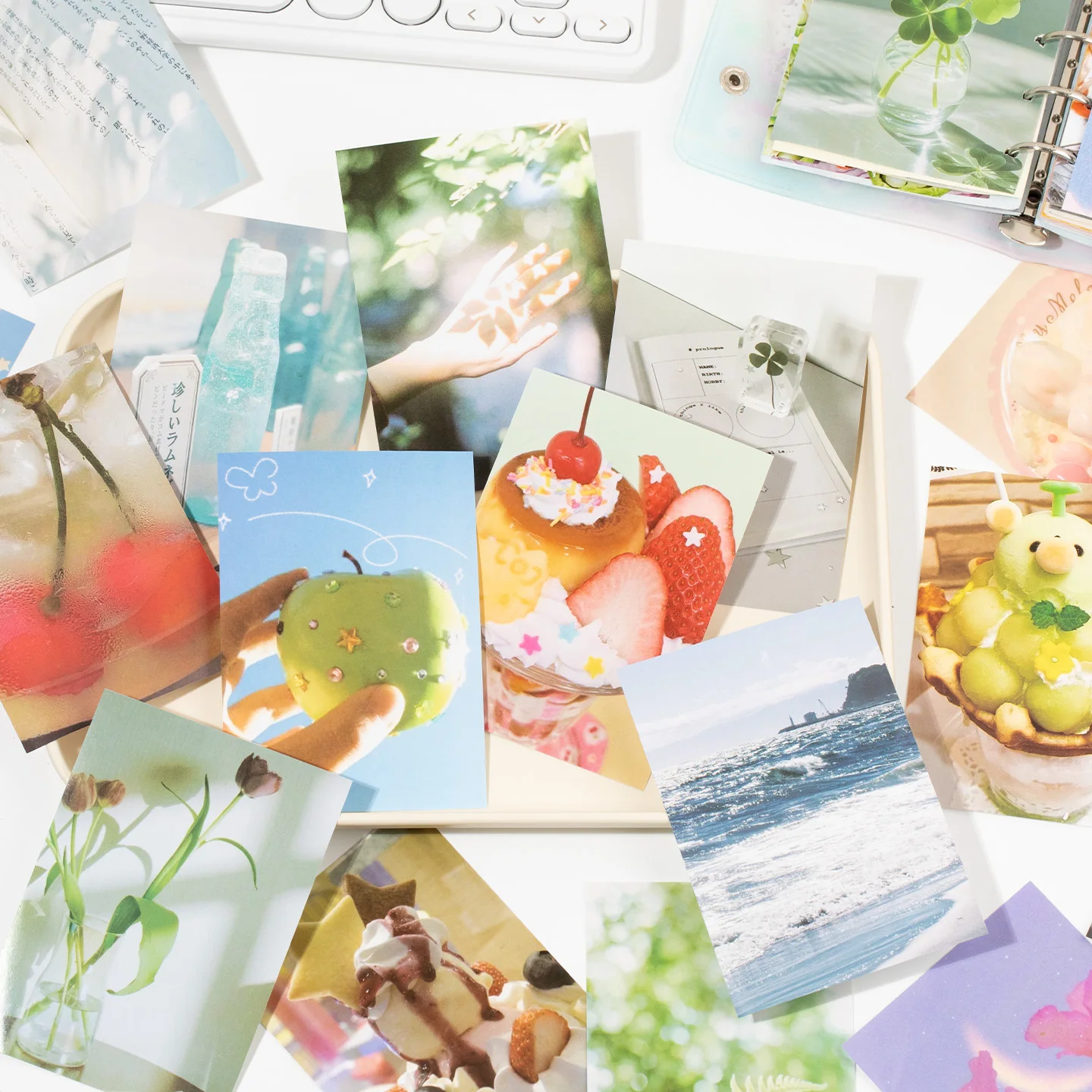 

50sheets Kawaii Ins Landscape Illustration Memo Material Craft Paper DIY Junk Journal Scrapbook Background Decoration Paper