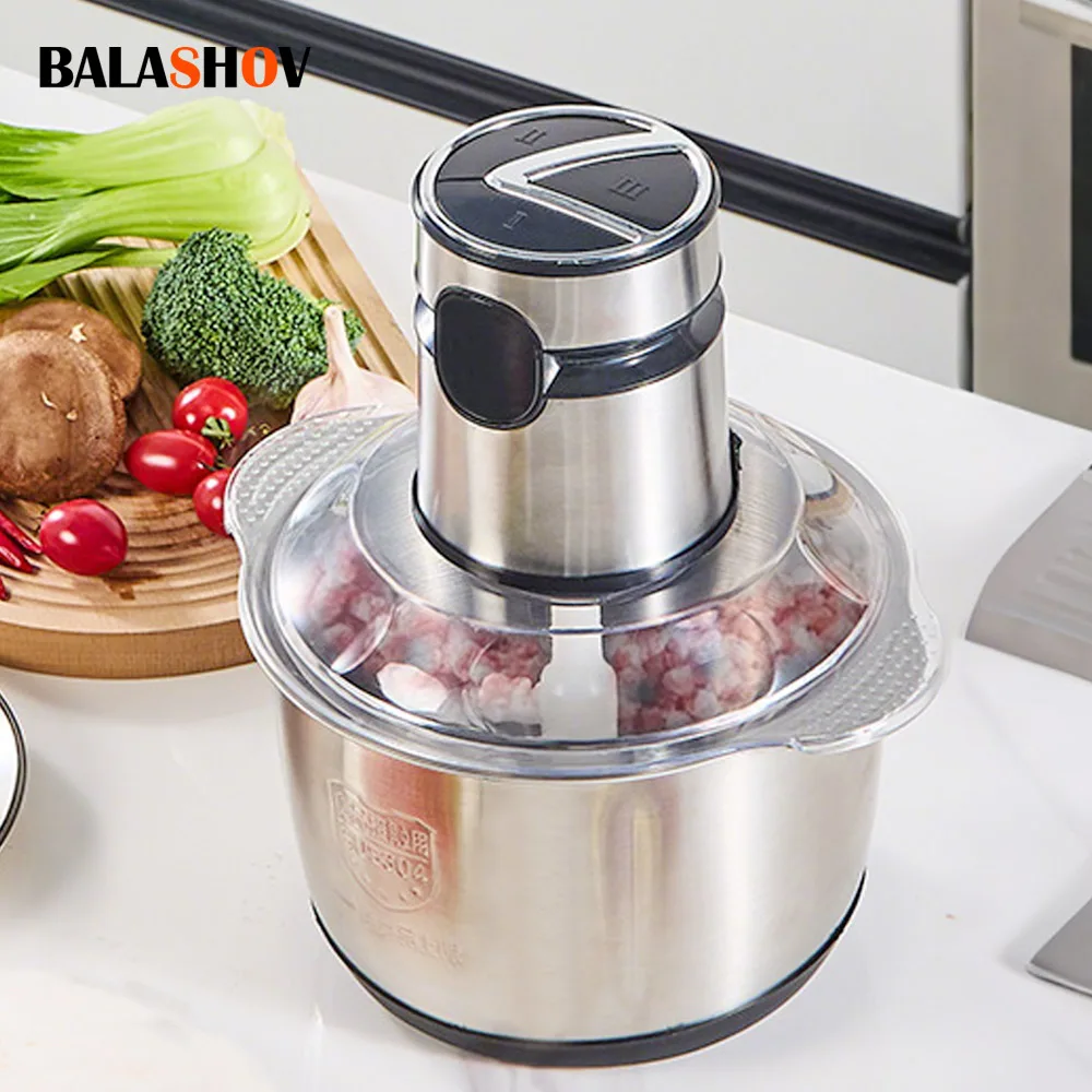 مفرمة اللحم الكهربائية 5 لتر كروشر من الفولاذ المقاوم للصدأ متعددة الوظائف معالج تقطيع الخضراوات الخلاطات عملية أغذية الأطفال