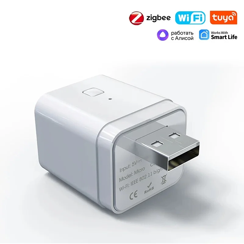 Zigbee Micro USB Adapter Switch Tuya Smart WiFi Mini USB Power Adaptor 5V Works With Hey Google Alexa Alice For Home Automation