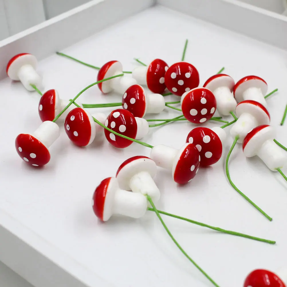 

100 Pcs Miniature Landscape Accessory Mushroom Craft Miniatures Decoration Small