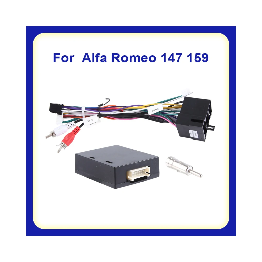 Car Android Radio CANBus Cable Power Wiring Harness Socket Adapter with CAN Bus Decoder for Alfa Romeo 147 159