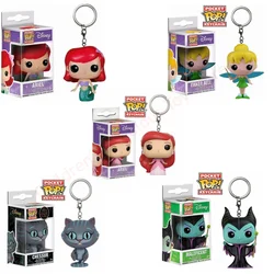 FUNKO with original box Pocket Princess Tinker Bell Ariel Keychain Action Figure Toys chessur maleficant Action Figure Toy