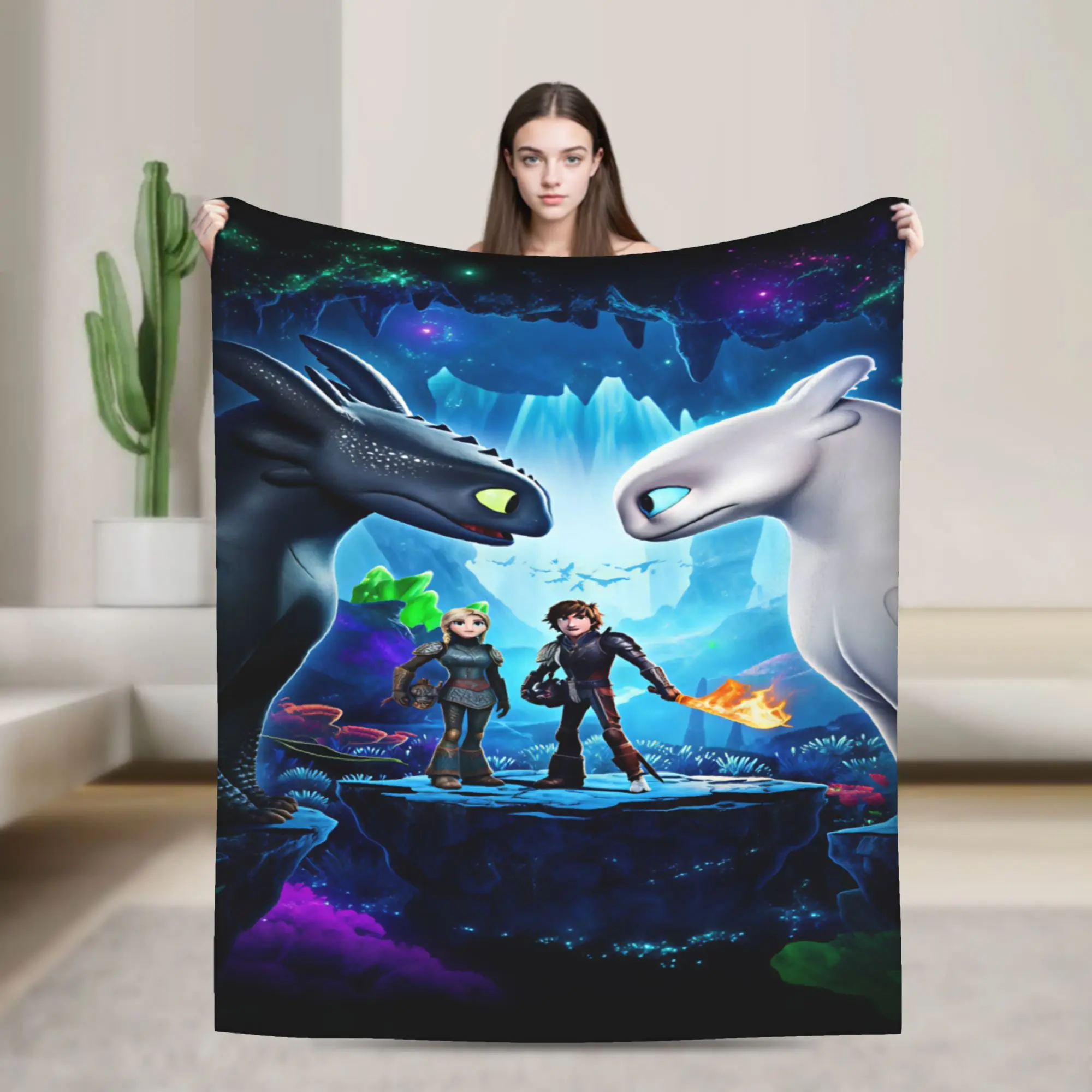 H-How To TT-rain Your Dragon Blanket  Travel Flannel Throw Blanket For Outdoor Warm Custom Quality Bedspread Birthday Gift