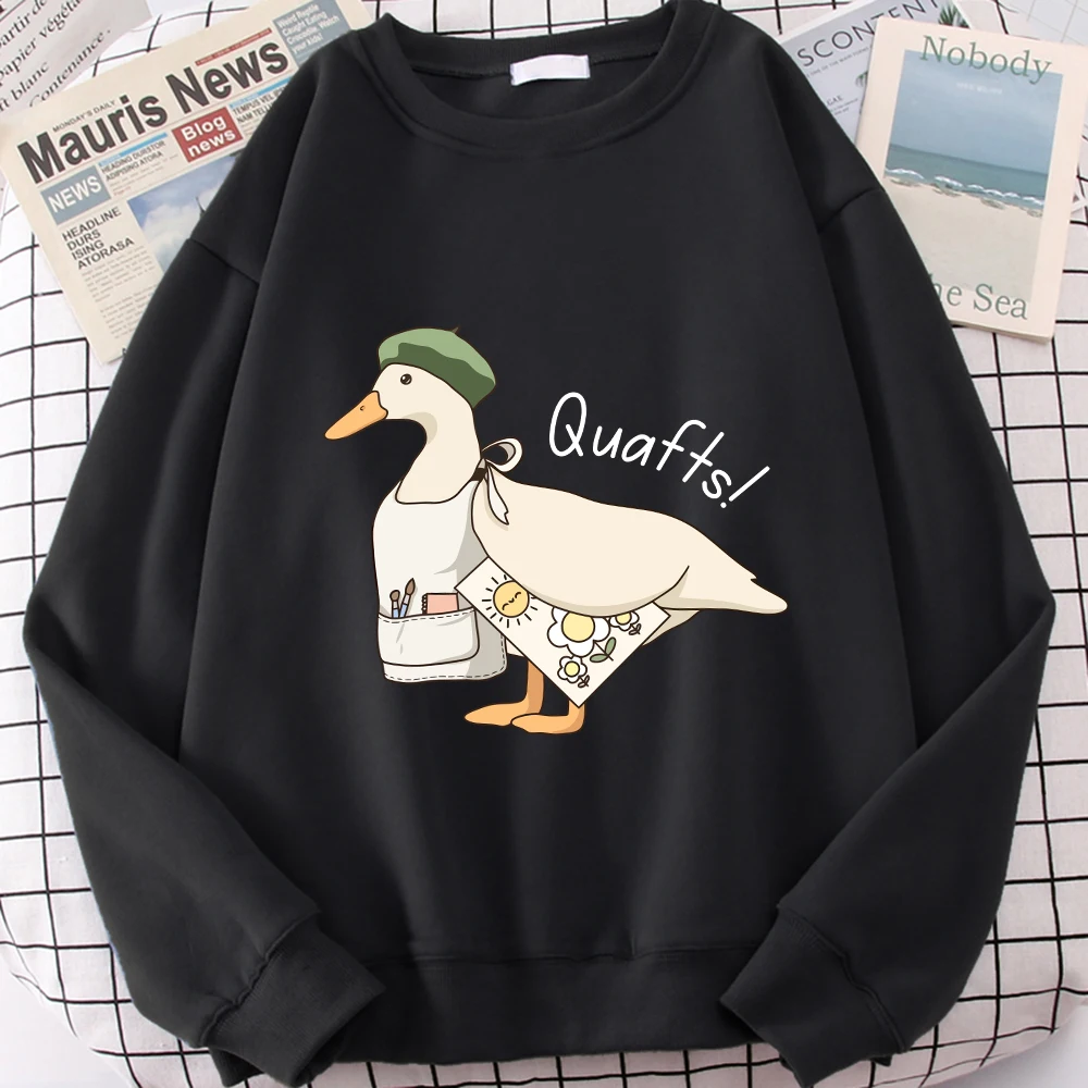 

Мужская толстовка с принтом «Большой гусь, который любит рисунок», модный осенний флисовый топ, одежда с круглым вырезом, свободные пуловеры унисекс в стиле ретро