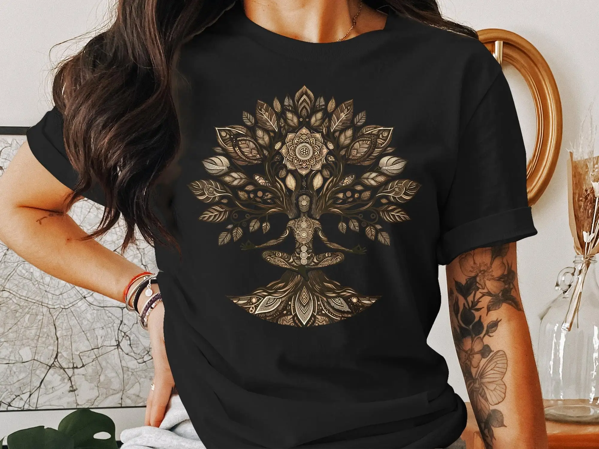 Zen Meditation Tree T Shirt Spiritual Growth Yoga Of Life Mindfulness Bohemian Art Sacred Geometry Sweat