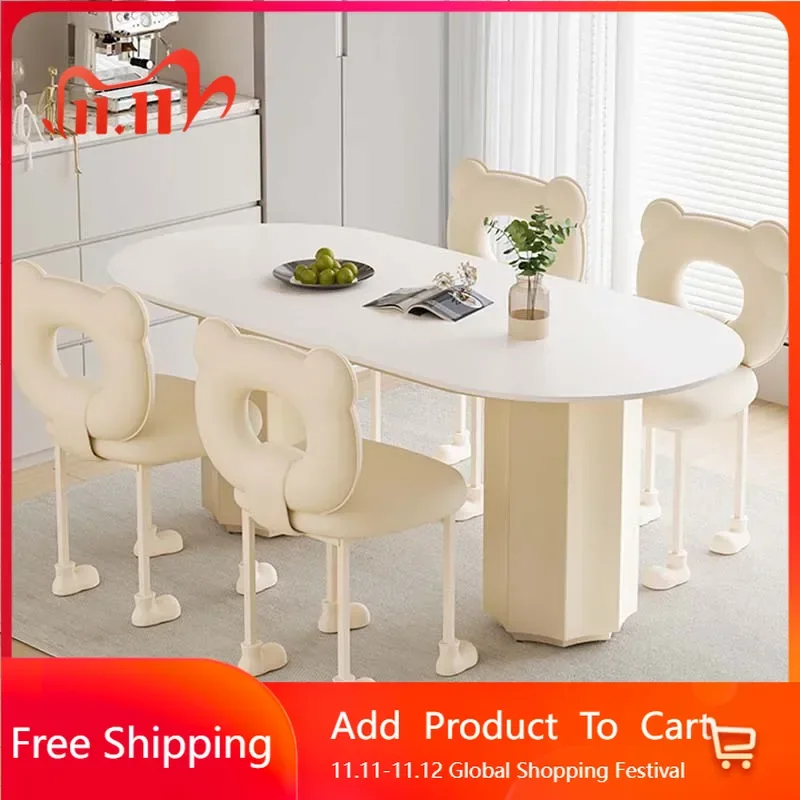 

Aesthetic Unique Chairs Dining Table Modern White Metal Design Nordic Table Restaurant Luxury Organizer Muebles Unique Furniture