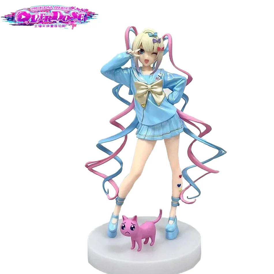 Needy Girl Overdose Anime-Figur mit Katze, Actionfiguren, Virtueller Uploader, PVC-Sammlermodell, Ornamente, Spielzeug, Geburtstagsgeschenk