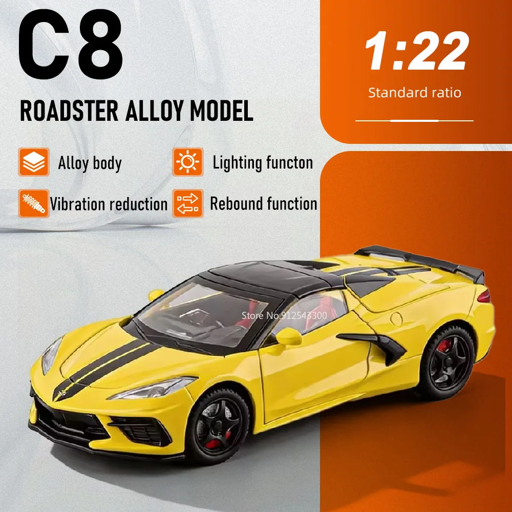 

1:22 C8 Z4 Convertible Sports Car Model Toy Metal Die-cast Doors Opened Wheel Steering Simulation Supercar Table Ornaments