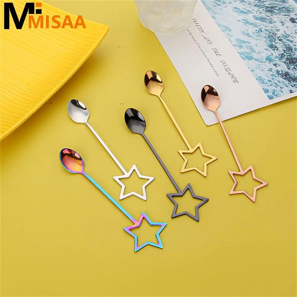 Cutlery Teaspoon Long Handle Ceramic Handle Cute Creative Kitchen Accessories Stainless Steel Spoon Ice Cream Dessert Soup Spoon