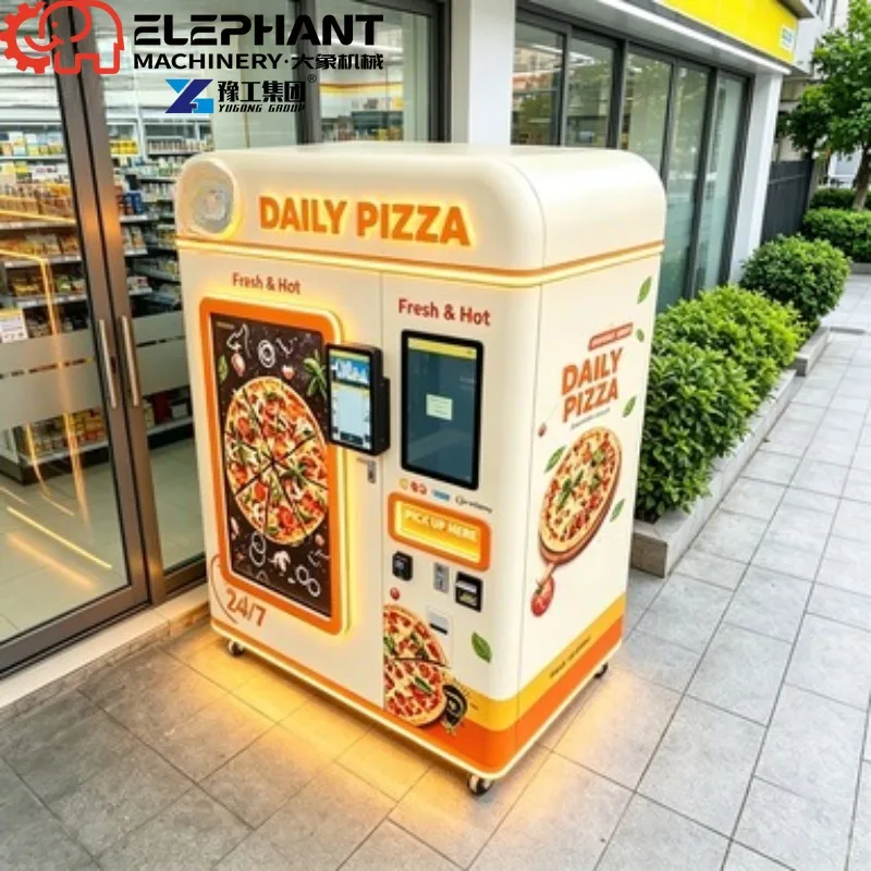 Movable Fast Food Vending Machine, Digital Automated Pizza Vending Machine For Commercial Use