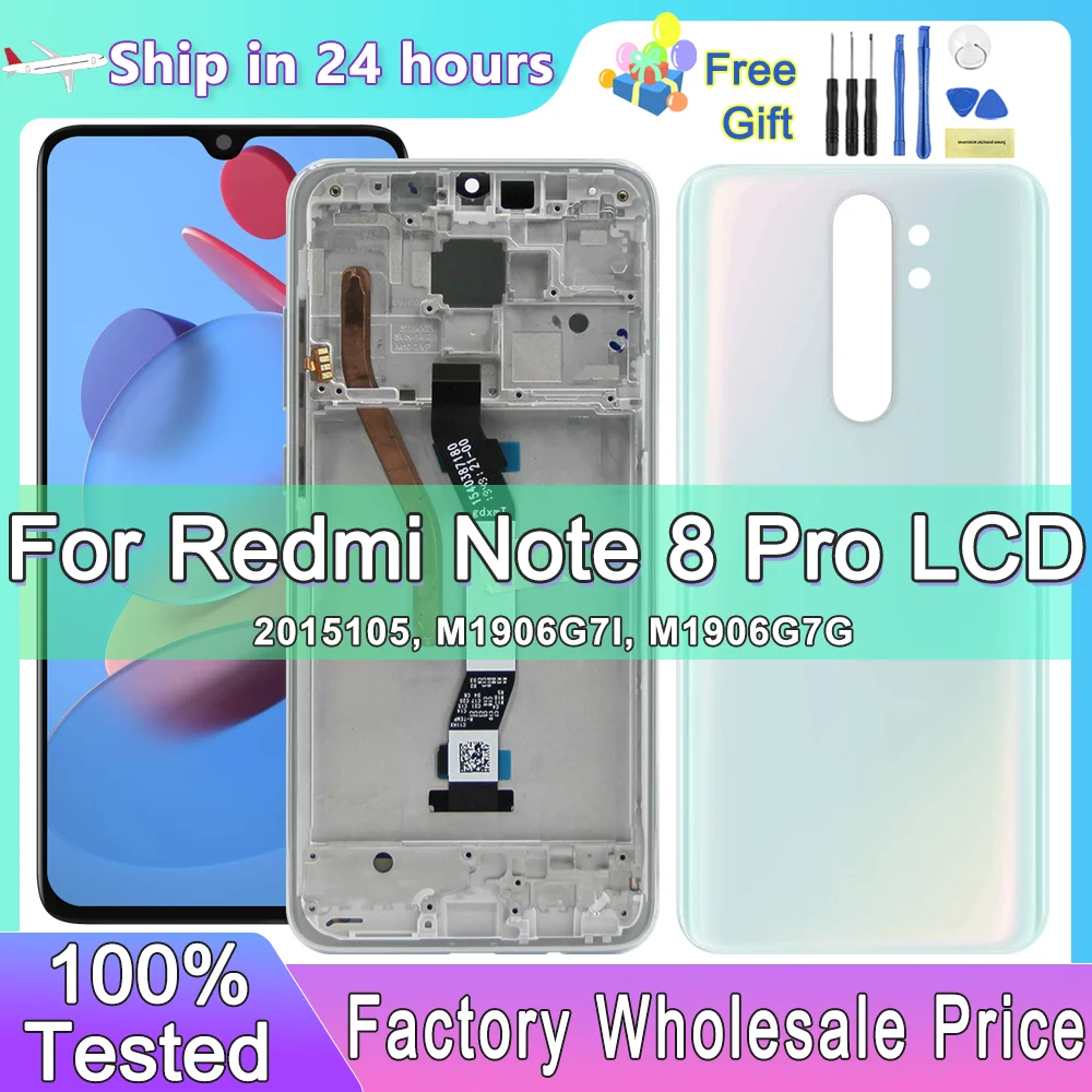 

6.53" Screen for Xiaomi Redmi Note 8 Pro M1906G7I M1906G7G Lcd Display Touch Screen with Frame for Redmi Note 8 Pro Replacement