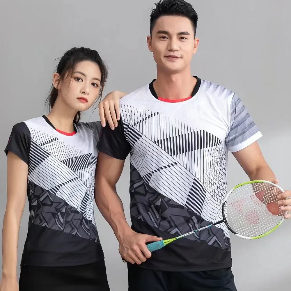 

Men Women Tennis T-shirt Girls Boys Table Tennis Tee Shirts Couple Print Short Sleeve Volleyball Badminton Uniform Sportwear