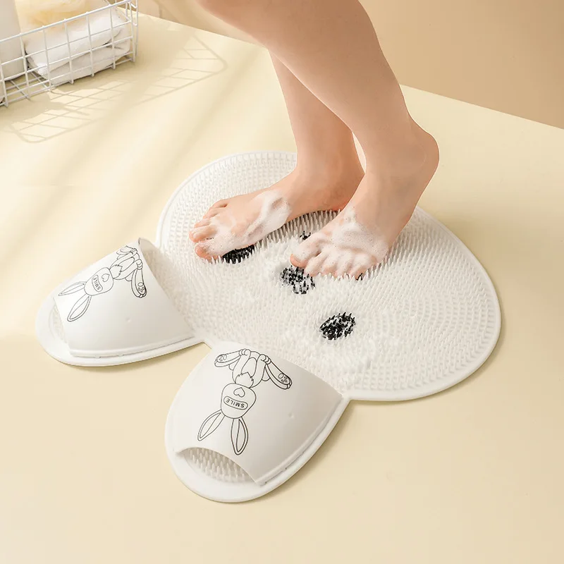 Rabbit Silicone Massage Mat Anti-slip MatBath Rubbing Back RubShower Foot WashDead Skin Shower Floor Mat Bathroom Accessories