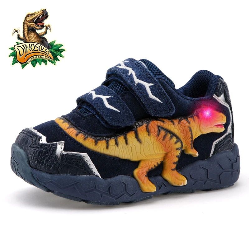 Dino Dragon Shoes Boys sports shoes autumn and winter style leather flash casual children sports shoes trend