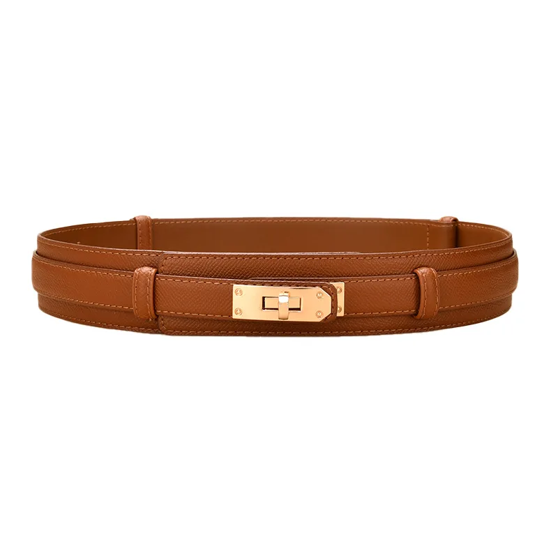 Nieuwe Dames Lederen Riem Gelegeerd Slot Decoratie Mode Korset Met Jas Rok Gordel Hoge Kwaliteit Lederen Brede Riem Designer Riem