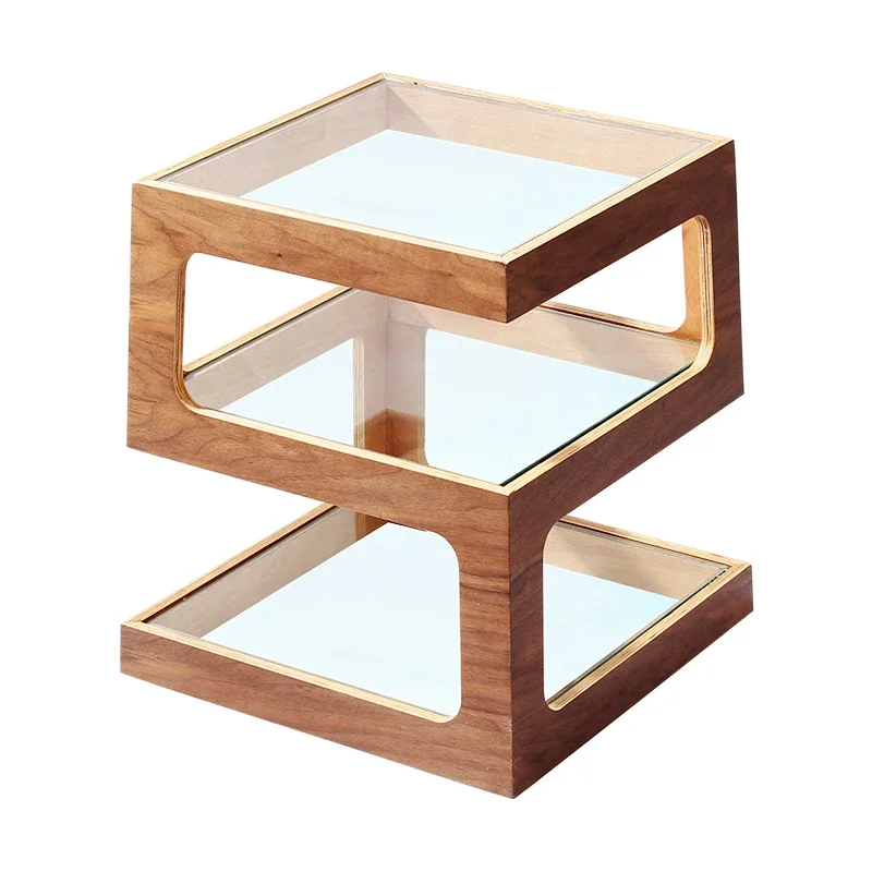 

L Nordic Modern Square Coffee Tables With Tempered Glass And Wood Side TableO