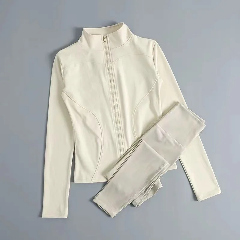 

Fitness suit set long sleeved women's thin quick drying running jacket Pilates yoga two-piece set