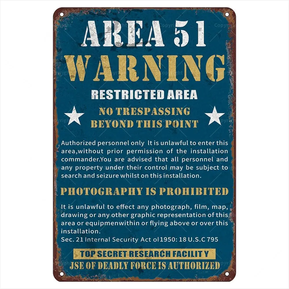 Area 51 Metal Tin Sign, 12