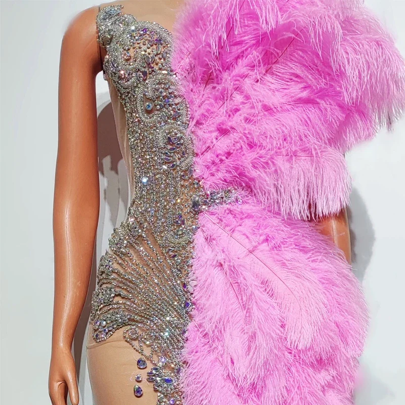 Новое платье со стразами и перьями, сексуальный наряд для джазовых танцев, одежда Gogo, женские вечерние платья для выпускного вечера, одежда для подиума на сцене