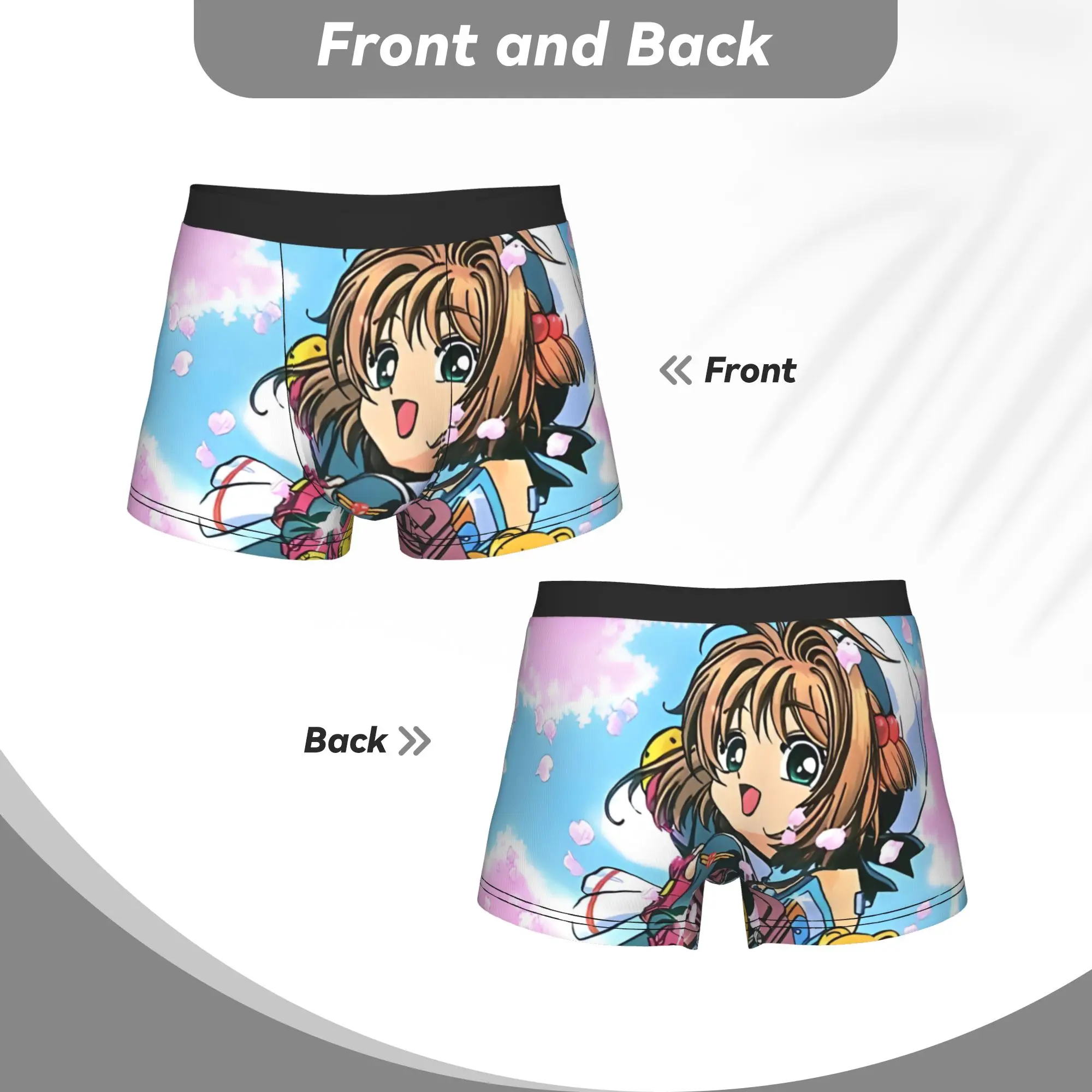 Sakura Magic Rollerblades Bandai Cardcaptor Sakura Underpants Breathbale Panties Man Underwear Print Shorts Boxer Briefs view 4