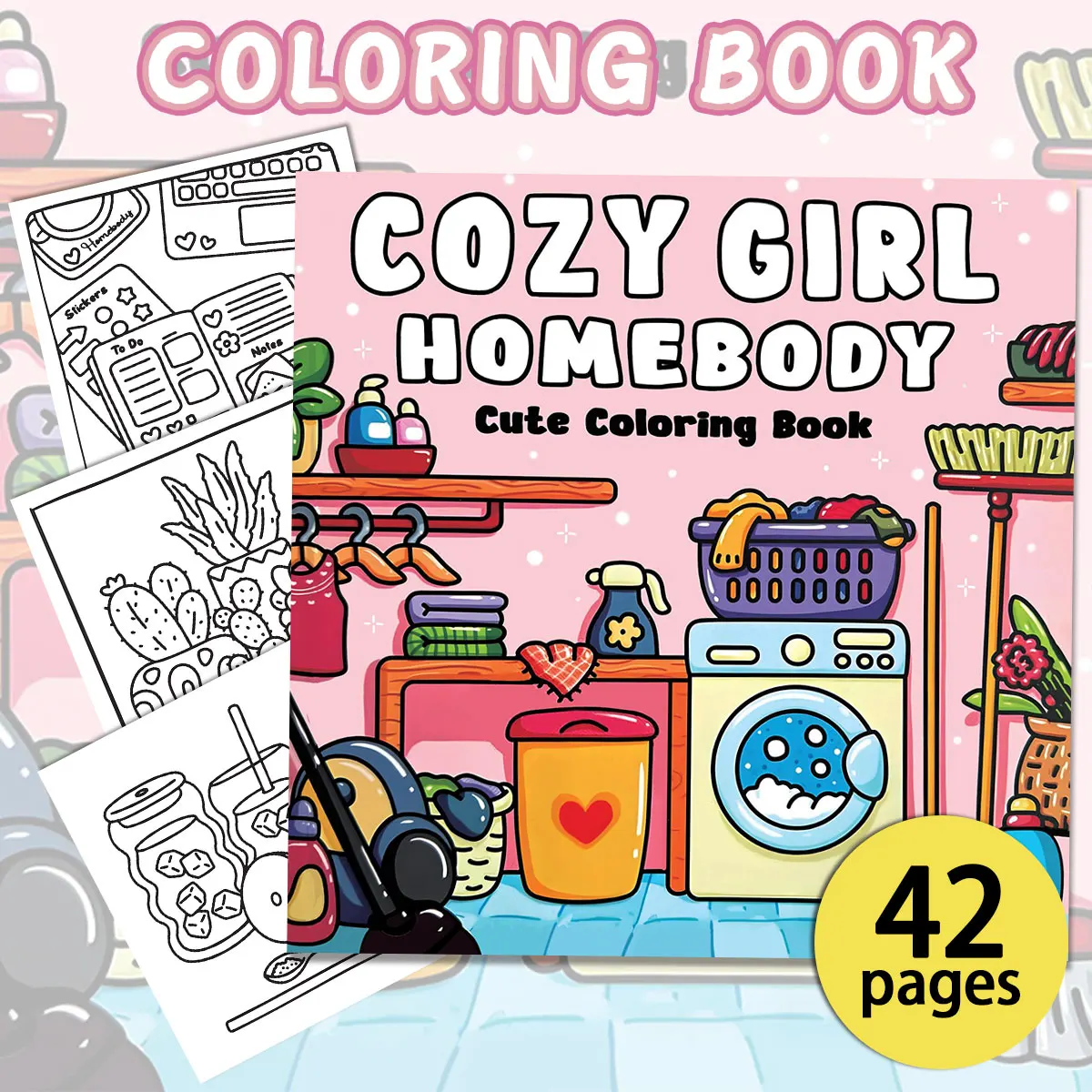 Cozy Girl Homebody Coloring Books, Lively Scenes, Easy Coloring, For Home Parent - Child DIY, Relax, Unwind, Boost Creativity