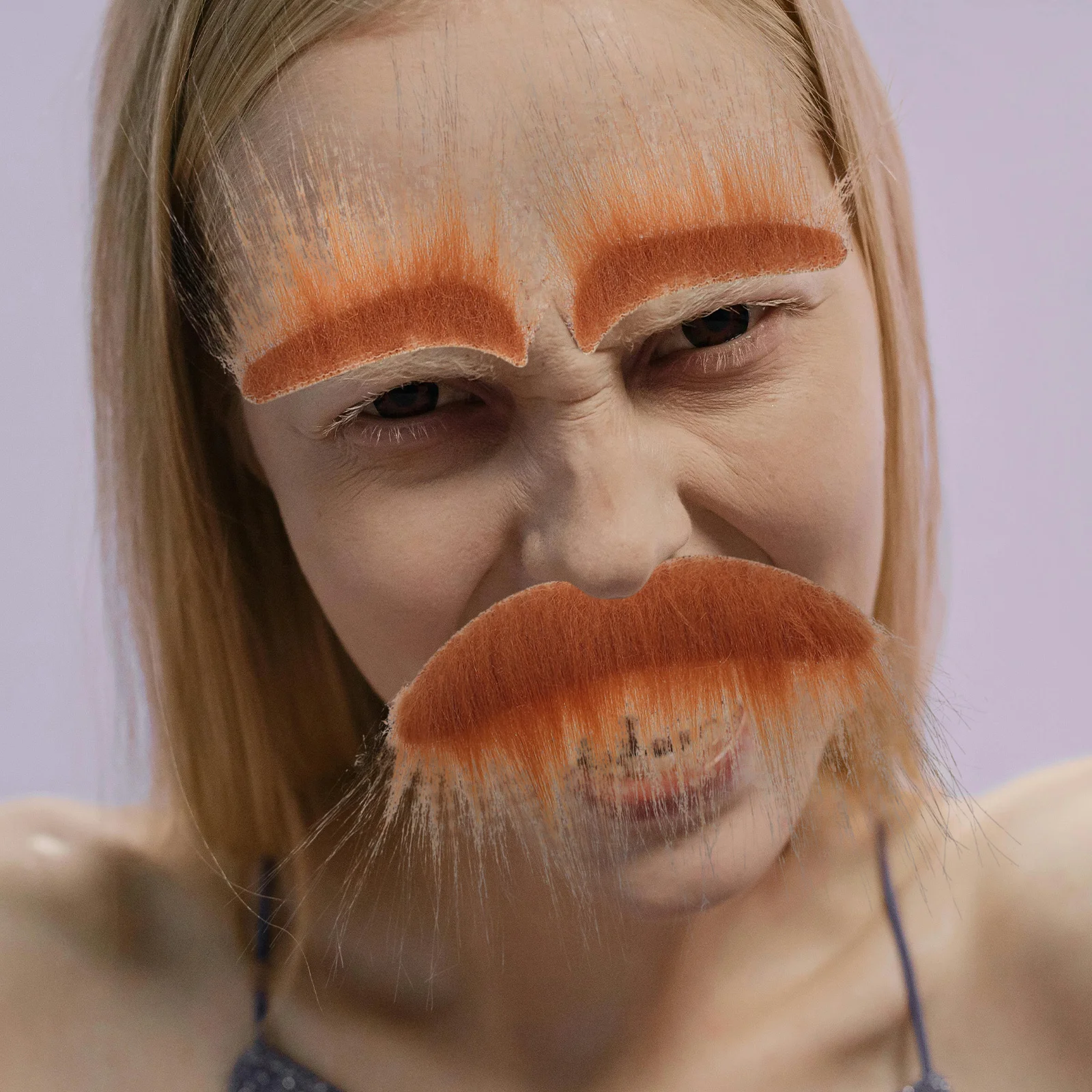 

1Set Cloth Fake Beard Eyebrow Set Comfortable Lightweight Halloween Cosplay Party Performance Mustache Prop Supply