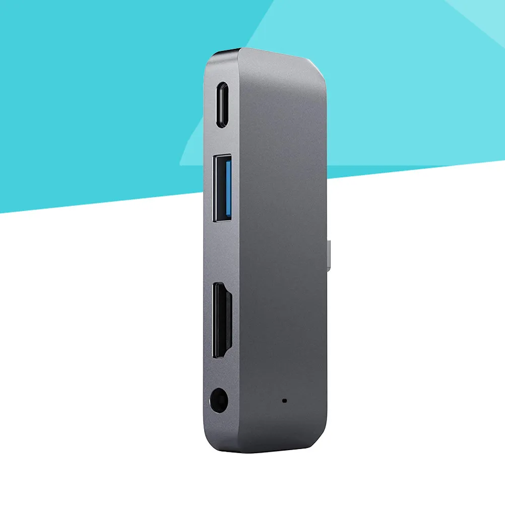 USB C Hub Adapter Grey Type C Pd Charging USB 3.0 4K Video Output 35mm Headphone Laptop Connector Hub Adapter Pd Charging