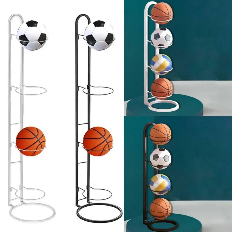 Basketball Storage Shelf Football Holder Rack Freestanding 4 Tier 2 Tier Ball Rack