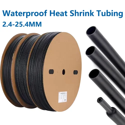 Tubo termorretráctil de 10/50/100 metros de diámetro, 2,4-25,4mm, relación 3:1, funda de Cable térmico de poliolefina con revestimiento adhesivo, aislado, negro/rojo