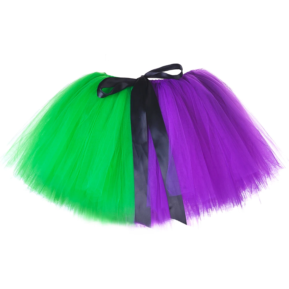 Baby Meisjes Joker Tutu Rokken Bat Evil Clown Cosplay Halloween Kostuum Voor Kinderen Kleding Groen Paars Fluffy Mini Tutu Tule Rok