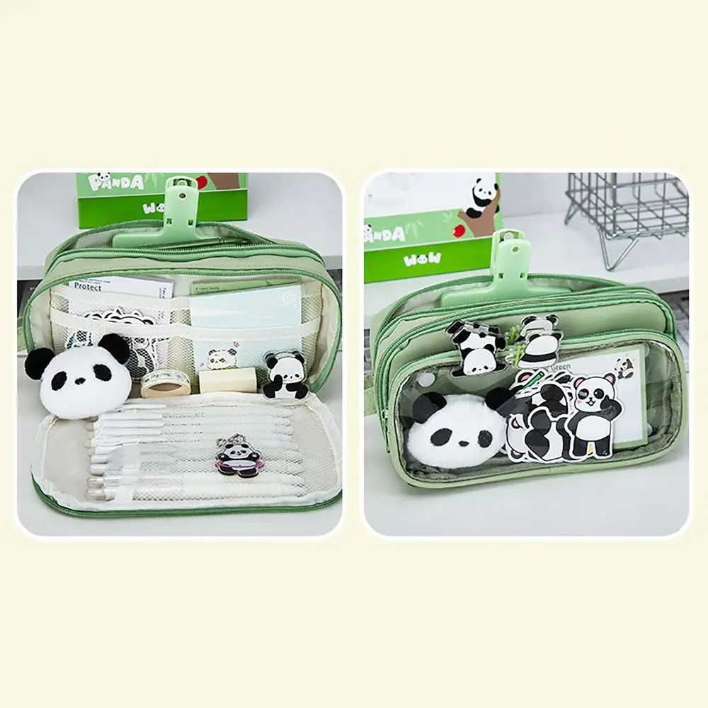 Panda Pencil Case Large Capacity Multi-functional Stationery Storage Pouch Detachable Stationery Organizer
