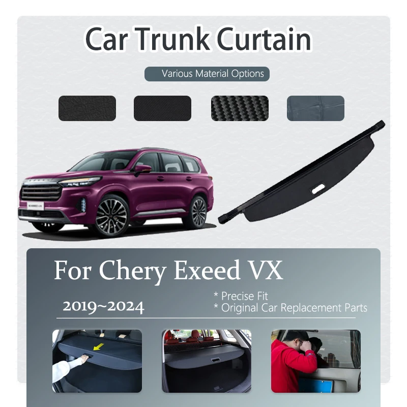 Car Rear Trunk Curtain Covers For Chery Exeed VX Lanyue 2019~2024 Retractable Trunk Rack Partition Shelter Auto Accessories 2023