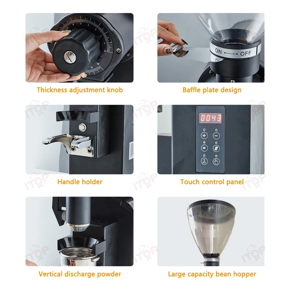 ITOP C98Pro Electric Quantitative Coffee Grinder 98MM Titanium Flat/Ghost Tooth Knife Milling Maker Time Quantification Miller