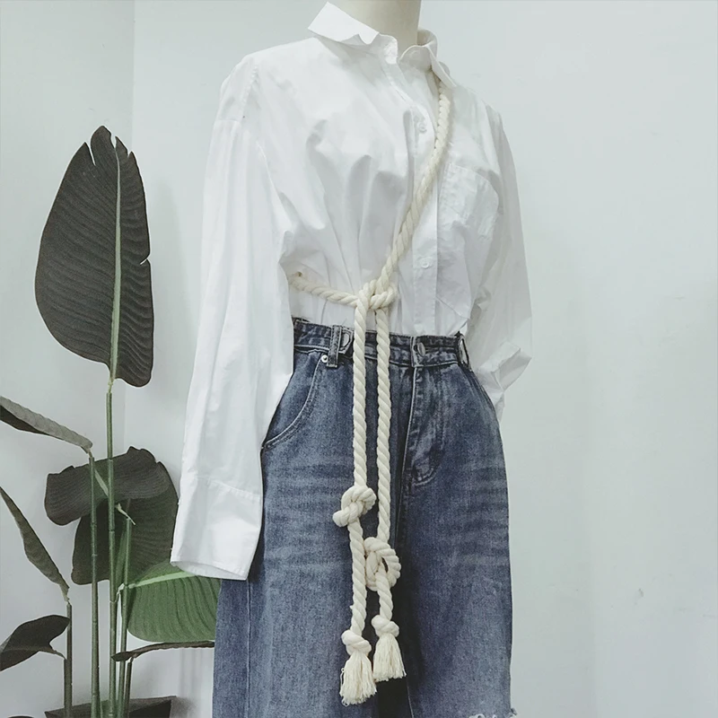 Cinturón de cuerda de cáñamo de algodón, cinturilla trenzada Retro Unisex, cinturón Kimono japonés Yukata, cadena de cintura, accesorios chinos Hanfu